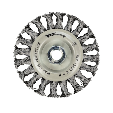 Forney Command PRO Wire Wheel, Knotted, 4-1/2 in x .020 in x 5/8 in-11 72812